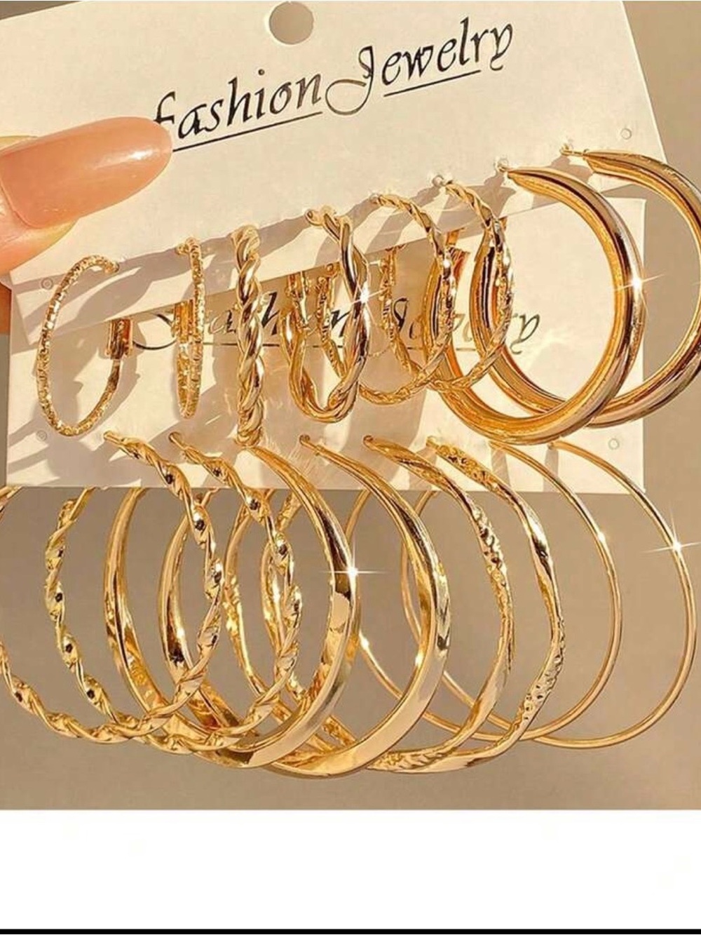 SHEIN Gold Multi-Style Hoop Earring Set